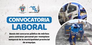 CONCURSO PÚBLICO DE MÉRITOS PARA CONTRATAR PERSONAL POR REEMPLAZO TEMPORAL DE LA MUNICIPALIDAD PROVINCIAL DE AREQUIPA, BAJO EL RÉGIMEN LABORAL D. LEG. Nº 728