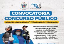 PRIMERA CONVOCATORIA PARA LA CONTRATACIÓN DE PERSONAL SUJETO A MODALIDAD POR INCREMENTO DE ACTIVIDAD EN AMPARO DEL DECRETO LEGISLATIVO N° 728