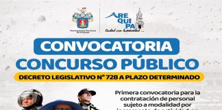 PRIMERA CONVOCATORIA PARA LA CONTRATACIÓN DE PERSONAL SUJETO A MODALIDAD POR INCREMENTO DE ACTIVIDAD EN AMPARO DEL DECRETO LEGISLATIVO N° 728