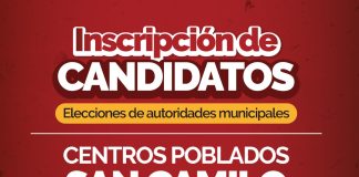 Inscripción de Candidatos Elecciones de Autoridades Municipales